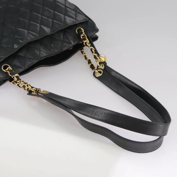 CHANEL Matelasse Chain Shoulder Bag Leather Gold Black CC Auth - Picture 6 of 15